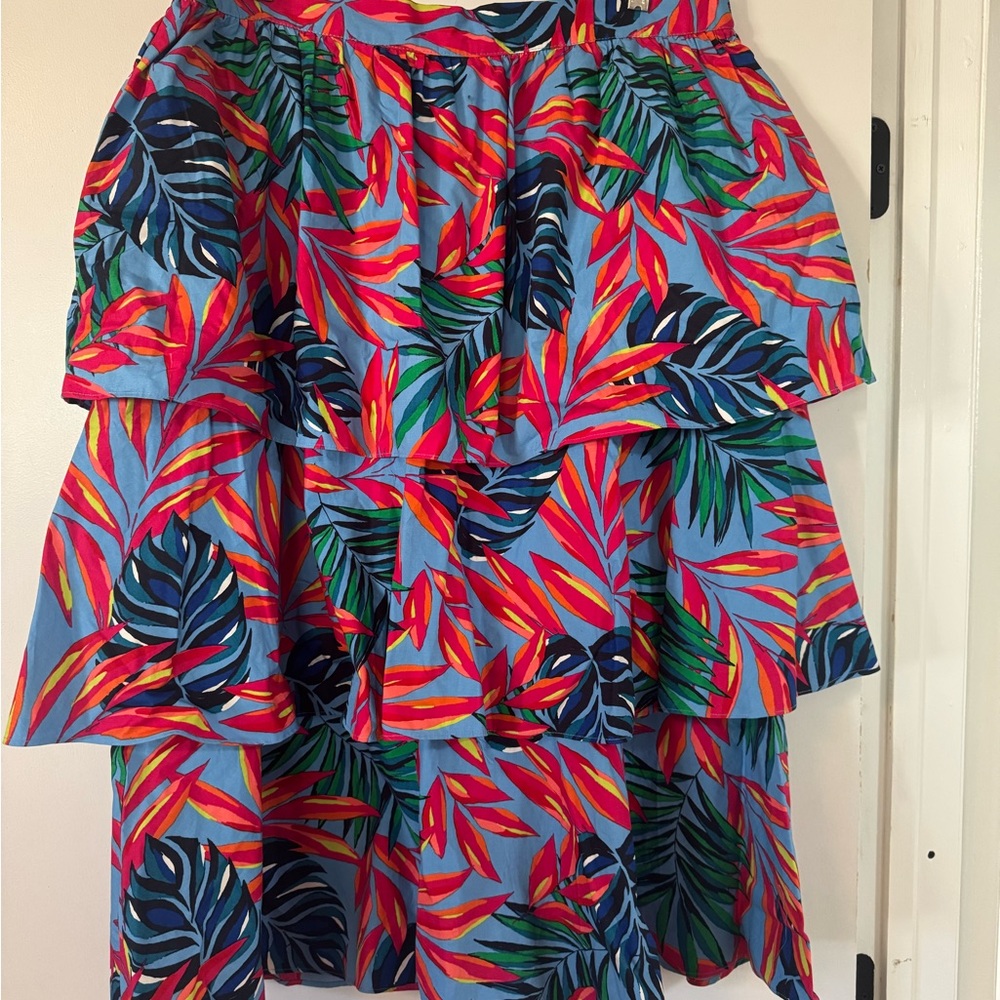 Tropical Print Midi Skirt